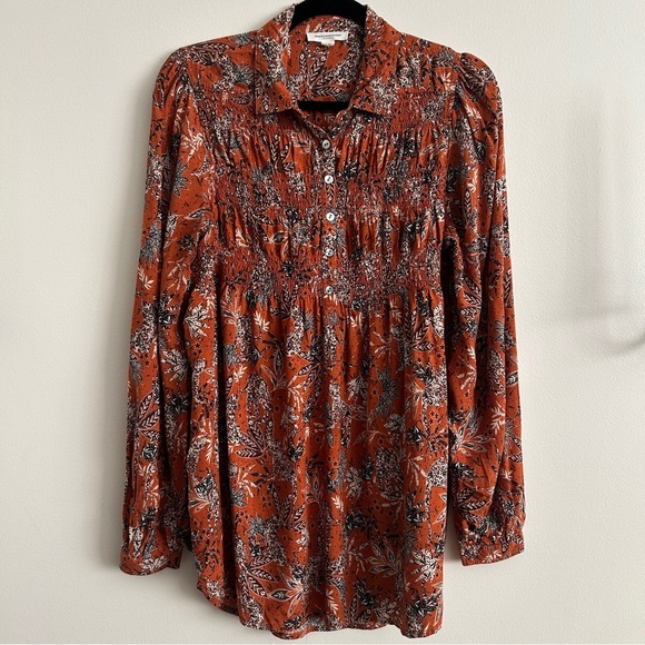beachlunchlounge Orange Floral Blouse - Picture 1 of 9